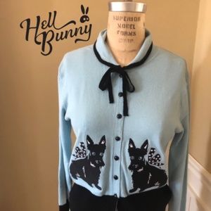 Hell Bunny Scottie Dog Fitted Cardigan Sweater